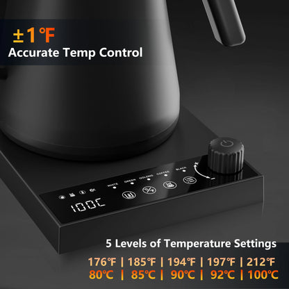600ml Gooseneck Electric Kettle Hand Brew Coffee Pot Temperature Control Smart Tea Pot Rapid Heating Kettle 220V