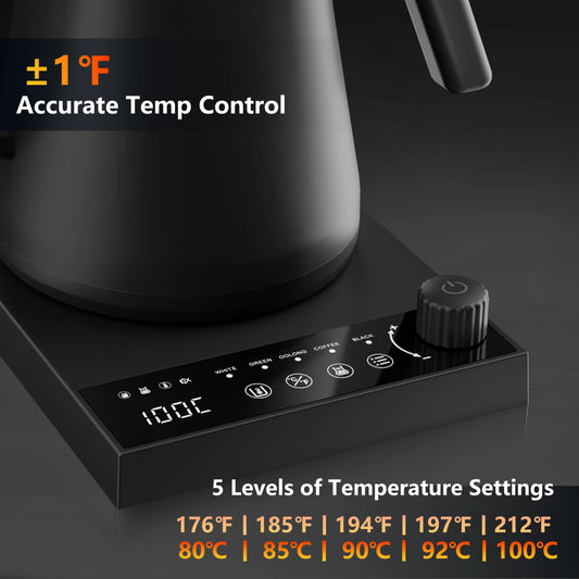 600ml Gooseneck Electric Kettle Hand Brew Coffee Pot Temperature Control Smart Tea Pot Rapid Heating Kettle 220V