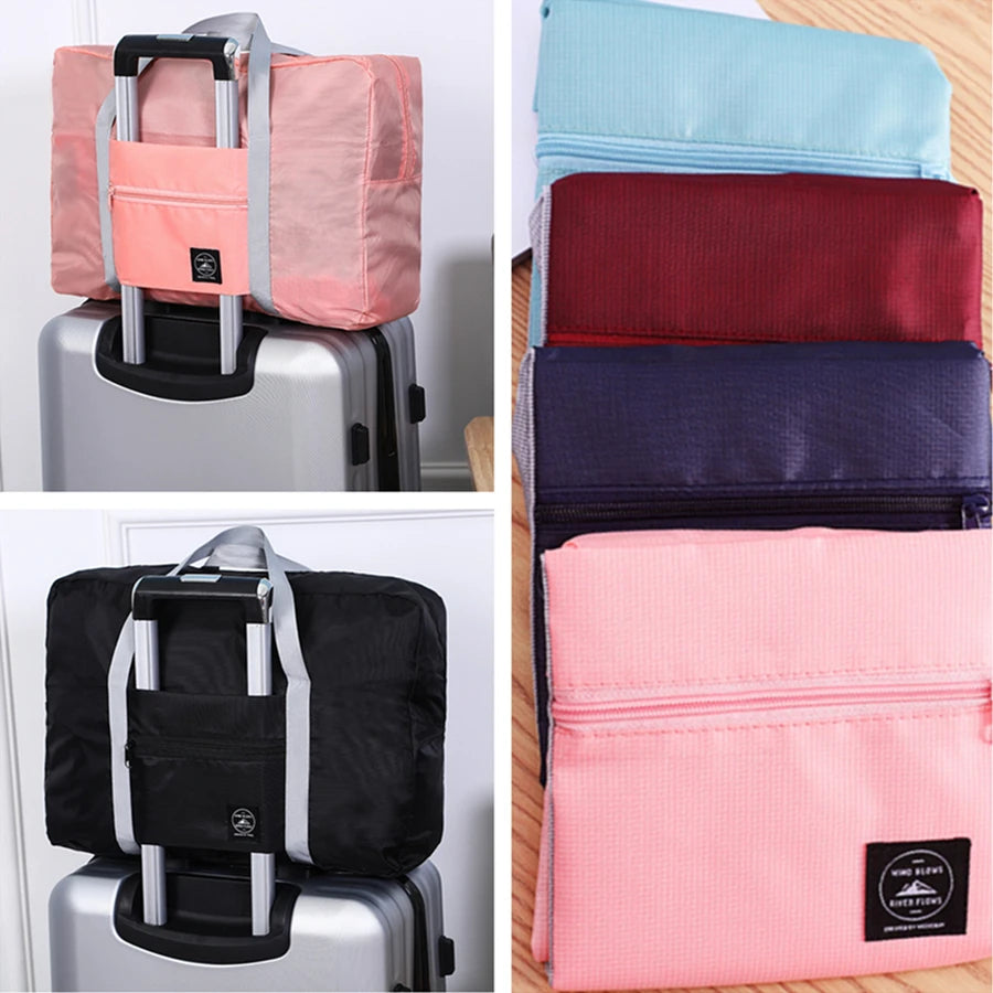 Foldable Carry-on Travel Bags Large Capacity Storage Bag Lightweight Multifunctional Airplane Duffle Handbag Nylon Weekend Totes