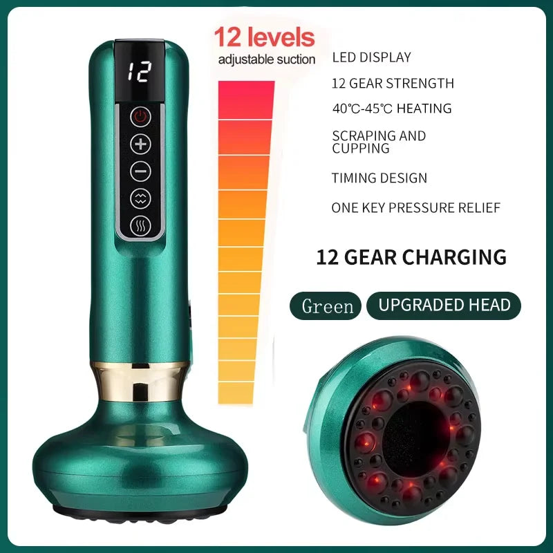 Smart vacuum cupping device electric breathing heating wireless negative pressure suction device meridian dredging massage devic