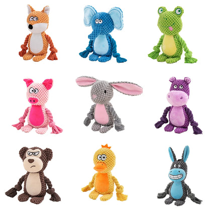 Dog Enrichment Toy Cute Animal Rope Dog Toy Plush Puppy Chew Pet Squeak Toy Cartoon Interactive Games For Dogs Stuff For Dogs