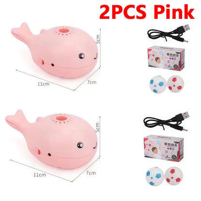 Interactive Cat Toys Electric Jet Floating Ball Cat Toy Whale Shaped Cat Toy Portable USB Dual Function Fan Pet Toy for Teaser