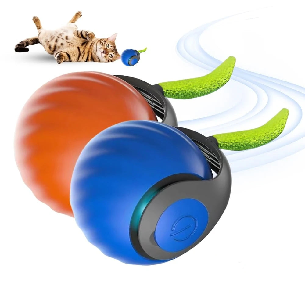 Cat Interactive Ball Toys Automatic Rolling Ball Faux Tail Rechargeable Smart Pet Electric Toy Dog Cat Training Imitate Mouse