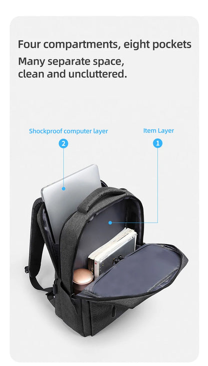 40L Laptop Backpack Durable 17 Inch for Men Women with USB Charger Port & Luggage Sleeve Sturdy College Rucksack Bag For Macbook