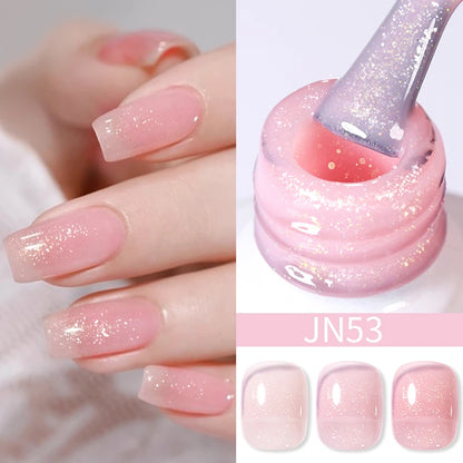 BORN PRETTY 10ml Wine Red Glitter Jelly Nude Gel Nail Polish Soak Off Translucent Color UV Light Cure for Nail Art DIY at Home