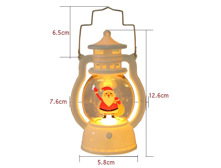 Christmas Small Night Light Portable Battery Powered Hanging Lanterns Festive Party Christmas Ornaments Santa Claus Decor LED