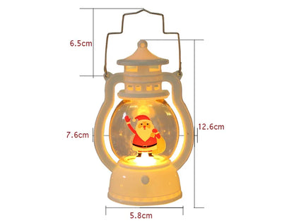 Christmas Small Night Light Portable Battery Powered Hanging Lanterns Festive Party Christmas Ornaments Santa Claus Decor LED