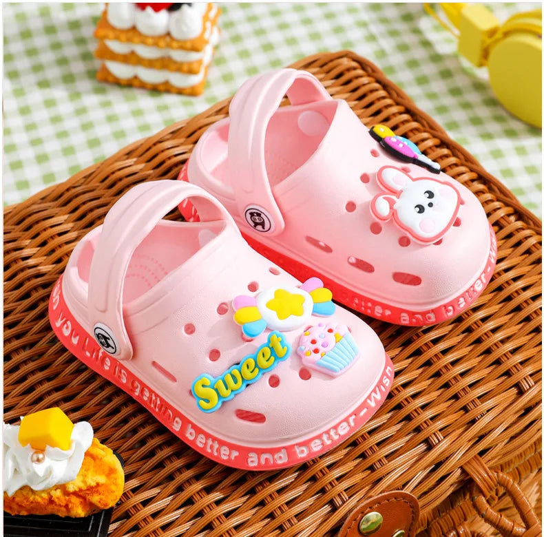 Children Cute Cartoons Sandals for Girls Boy Summer Baby Shoes Animal Rabbit Garden Beach Shoes Cave Hole Breathe Kids Slipper