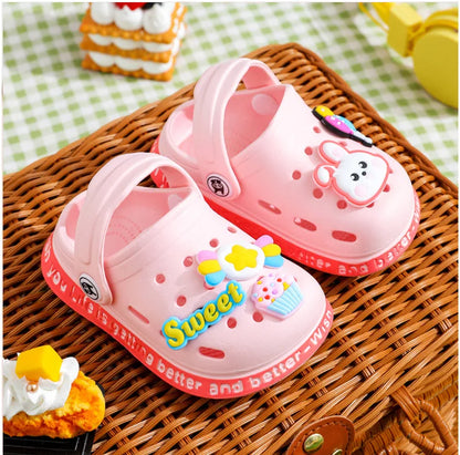 Children Cute Cartoons Sandals for Girls Boy Summer Baby Shoes Animal Rabbit Garden Beach Shoes Cave Hole Breathe Kids Slipper