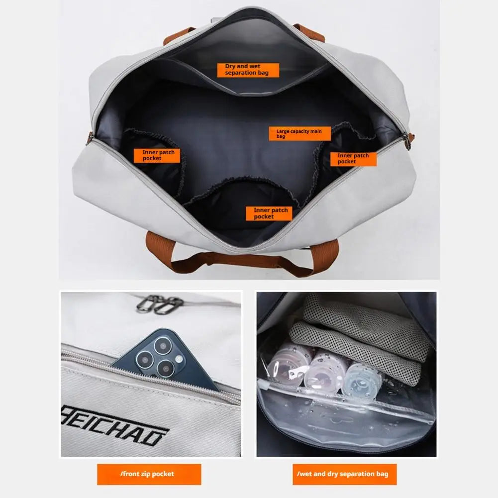 Large Capacity Gym Bag Portable Short Distance Travel Bag Sports Fitness Waterproof Handbag Luggage Storage Bag