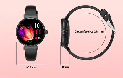 AMOLED Bluetooth Call Smart Watch Screen Always Display 1.04 inch Fashion Ladies Smartwatch Metal Body Small Screen Watch
