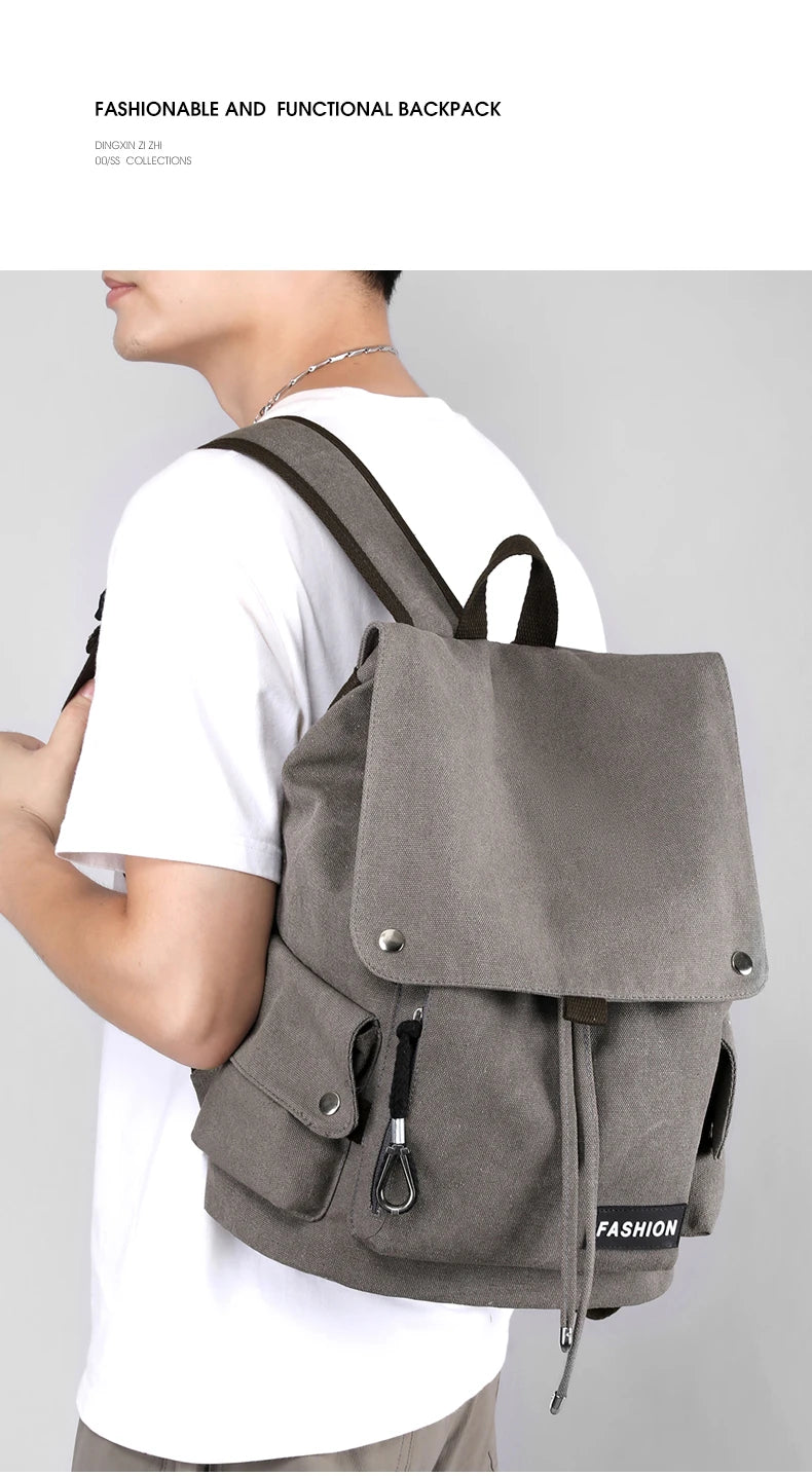 2025 New Style Men Climbing Hiking Backpacks Travel Leisure Students Bags Big Schoolbags Fashion Large Pockets Multi-Zipper