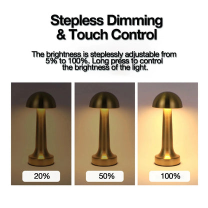 LED Table Light 3 Color Modes Retro Coffee Table Lamp with Touch Control Mushroom & Dumbbell Styles Sensor Rechargeable Night