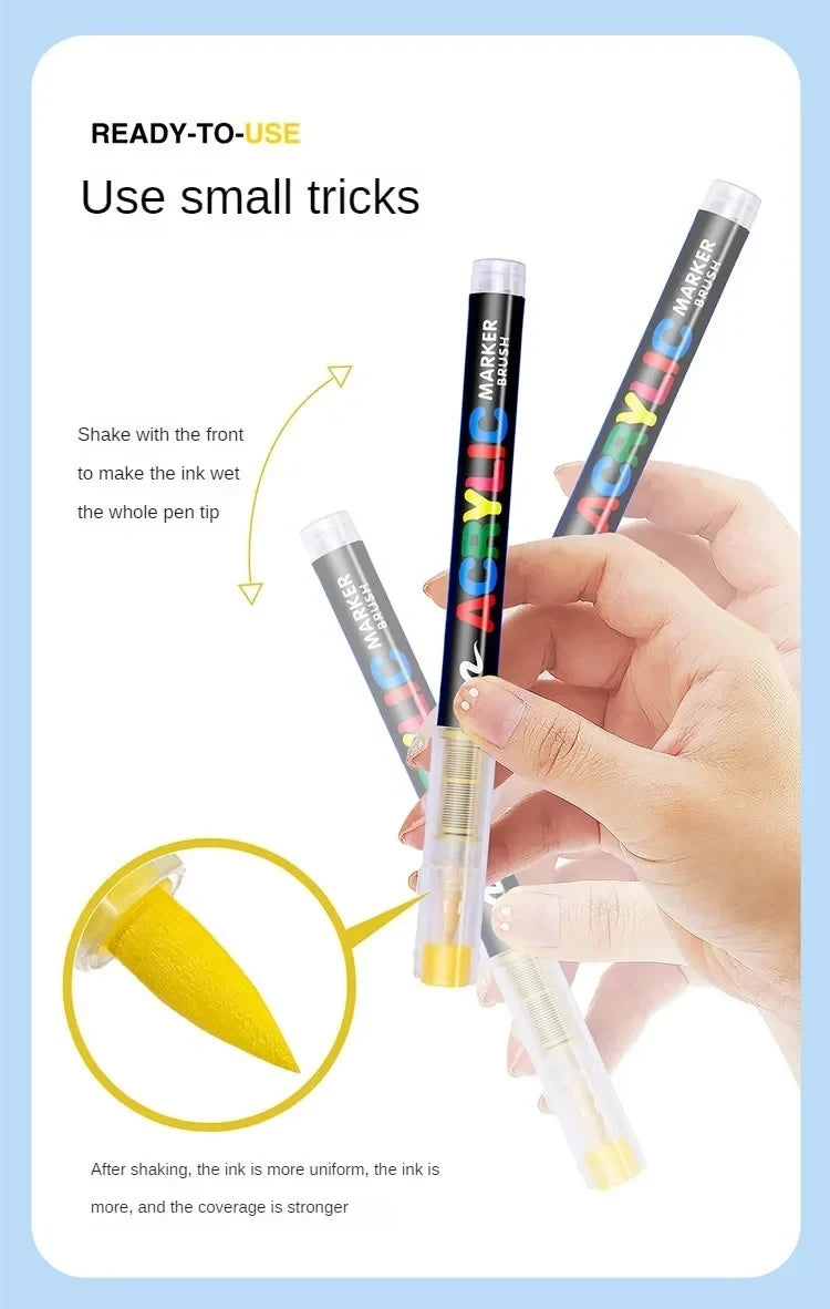12-120 Colors Acrylic Paint Pens Markers Brush Tip Paint Markers for Rock Painting Wood Canvas Stone Christmas Gift DIY Crafts