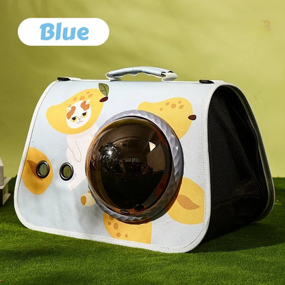 Foldable Cat Carrier Backpack – Cute Cartoon Design with Airflow Vents & Shoulder Strap Interface,  Pet Travel Bag for Cats