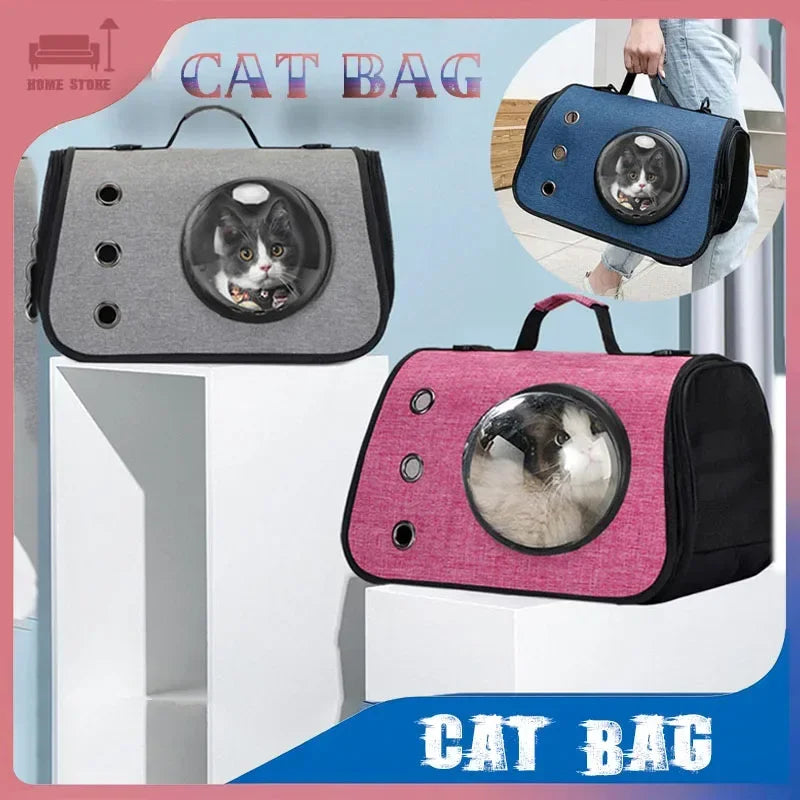 Portable Cat Bag Foldable Hand-held Space Capsule Shoulder Bags Pet Crossbody Bag Mesh Breathable Outing Kitten and Dog Supplies