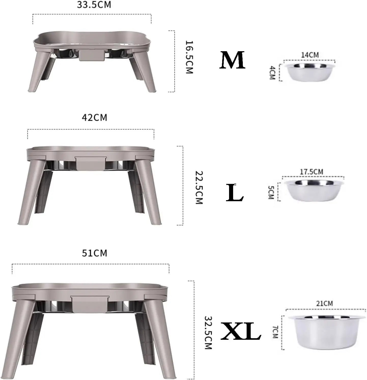 Pet food bowl with stand raised feeder dog bowl spill proof dog water bowl suitable for small, medium and large dogs and pets