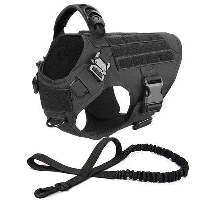 Large Dog Collar Military Dog Harness Leash Molle Pouches Pet Training Vest Tactical German Shepherd Harnesses Dogs Accessories