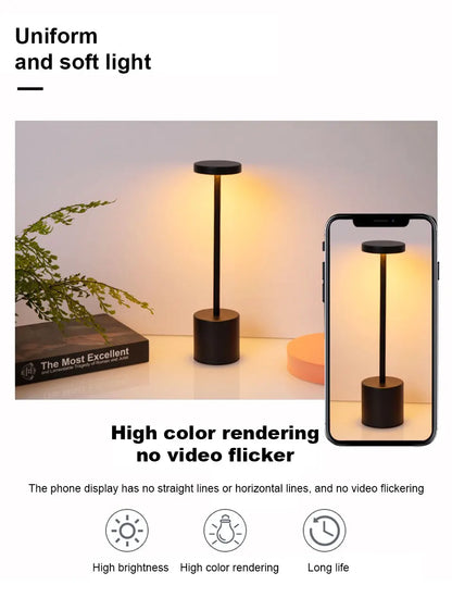 Table lamp USB Rechargeable Wireless desk lamp Dimming Touch night light lamps home decor Retro Portable bedside lamp for room