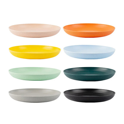 8Pcs 23cm Lightweight Unbreakable Wheat Straw Plates Deep Dinner Plate for Kids Toddler Adult Dishwasher Microwave Safe