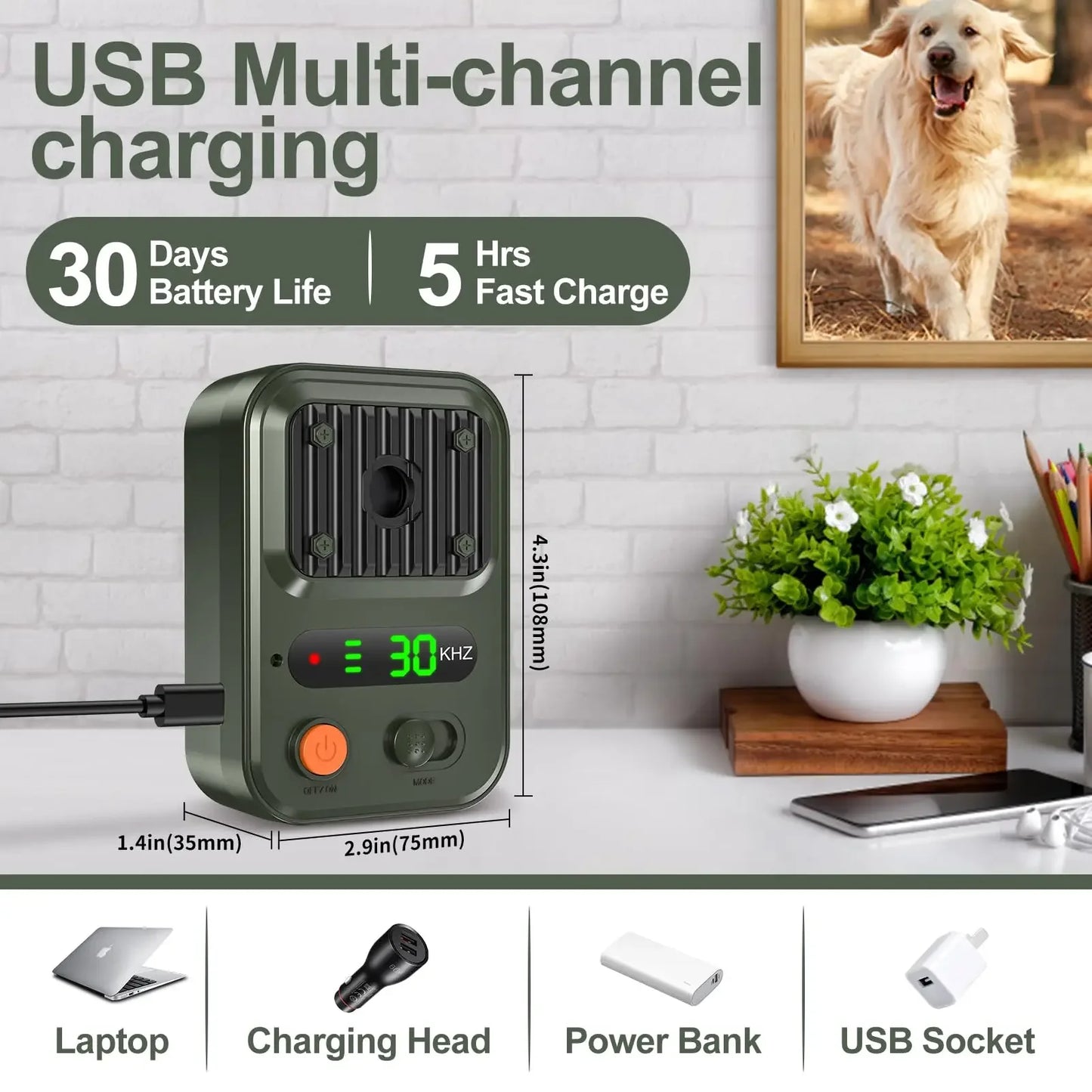 Anti Barking Devices, Auto Bark Deterrent Devices with 3 Modes, Rechargeable Dog Barking Silencer Sonic Barking Deterrent Indoor