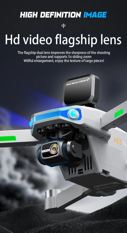 Drone professionnel AE3 Pro Max avec écran 360 ° Évitement d'obstacles sans brosse 8K double caméra 3 axes cardan quadrirotor FP