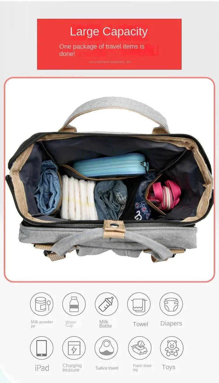 Multifunctional Mommy Bag Large Capacity Foldable Stroller Diaper Organizer Travel Shoulder Bags for Mother and Baby
