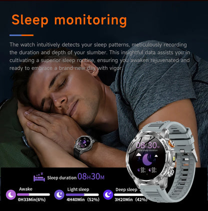 LIGE New Military Outdoor Sport Smart Watch Men Flashlight IP68 Waterproof 1.7" HD Wireless Call Smartwatch 1000mAh Big Battery
