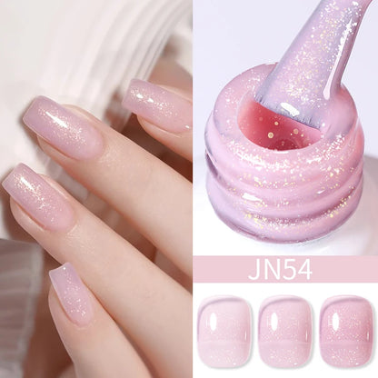 BORN PRETTY 10ml Wine Red Glitter Jelly Nude Gel Nail Polish Soak Off Translucent Color UV Light Cure for Nail Art DIY at Home