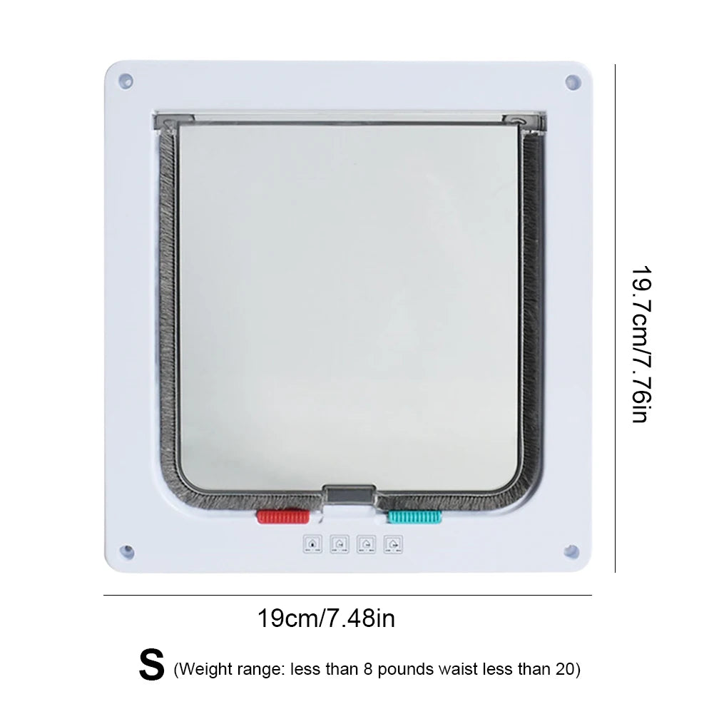 Cat Flap Door Magnetic Pet Door with 4 Way Security Lock for Cats Controllable ABS Plastic Small Puppy Gate Kitten Safety in&out