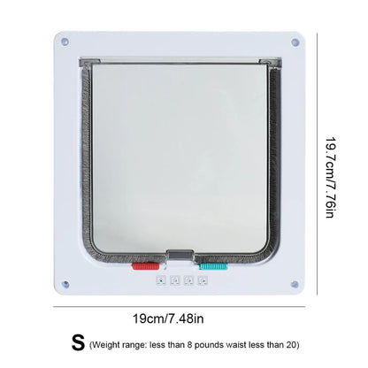 Cat Flap Door Magnetic Pet Door with 4 Way Security Lock for Cats Controllable ABS Plastic Small Puppy Gate Kitten Safety in&out