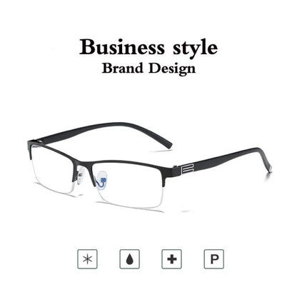 2023 Stainless Steel Bifocal Reading Glasses for Mens Anti Blue Light Business Half Frame Presbyopia Eyeglasses +1.0 To +4.0