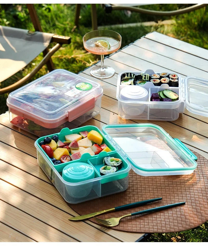 Portable Handle design Double layer Lunch box Compartment Bento Boxes Students Toddler Bento Containers Outdoor Salad Picnic box