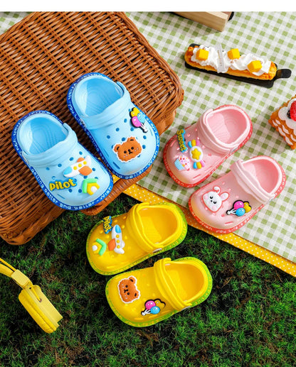 Children Cute Cartoons Sandals for Girls Boy Summer Baby Shoes Animal Rabbit Garden Beach Shoes Cave Hole Breathe Kids Slipper