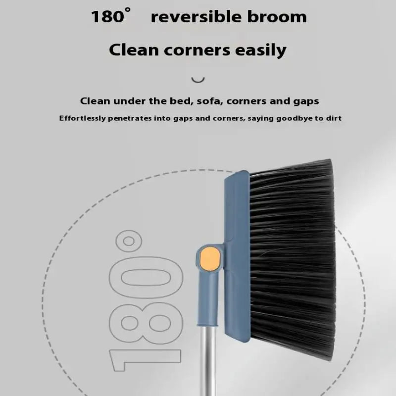 2-in-1 Rotatable Foldable Broom Dustpan Cleaning Set With Thick Bristles For Household Pet Hair Removal Sweeping Set