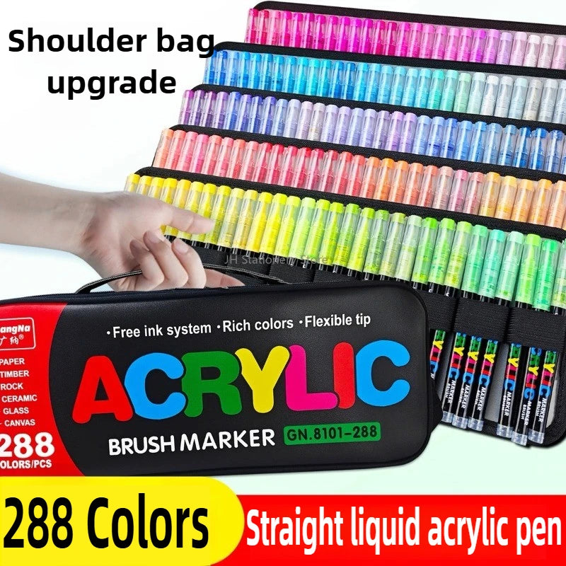 168-288 Colors Liquid Acrylic Marker Pens,Brush Soft Tip Juicy Ink Art Supplies For Students,GuangNa Stationery School Supplies