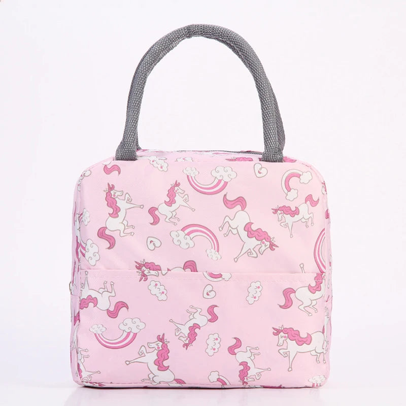 Large Capacity Lunch Bags Children's Cartoon Printed Lunch Bag Portable Picnic Tote Waterproof Heat Insulation Food Storage Bags