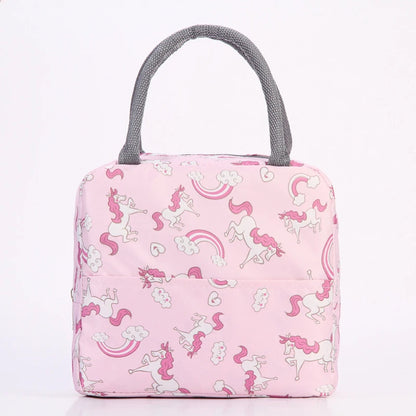 Large Capacity Lunch Bags Children's Cartoon Printed Lunch Bag Portable Picnic Tote Waterproof Heat Insulation Food Storage Bags