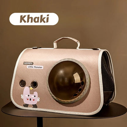 Foldable Cat Carrier Backpack – Cute Cartoon Design with Airflow Vents & Shoulder Strap Interface,  Pet Travel Bag for Cats