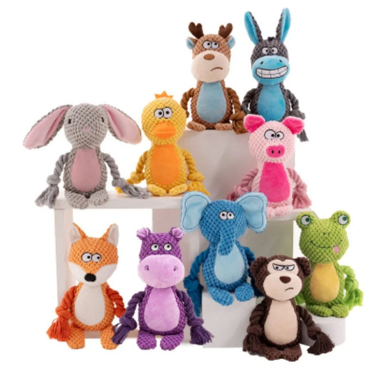 Cute Pet Push Toy Dog Self Relieving Vocalizing Elephant Fox Cat Teeth Grinding and Bite Resistant Interactive Cleaning Chew Toy