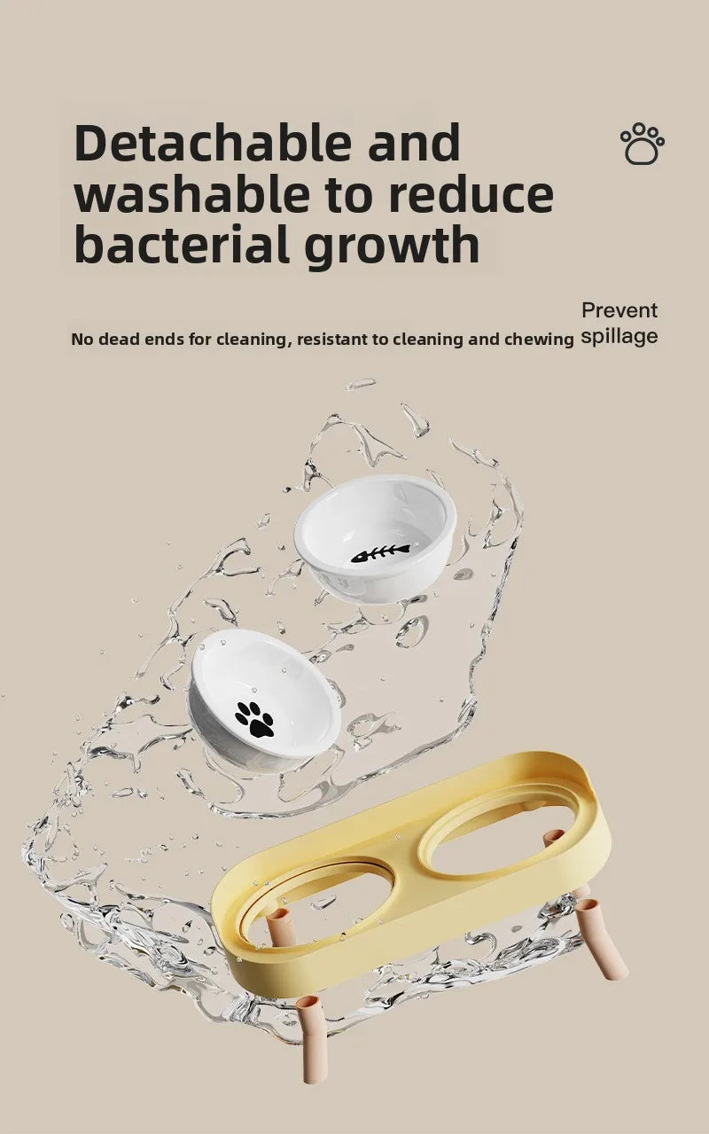 Pet Bowl PP Plastic Double Bowl Anti-killing Bowl Water and Grain Integrated Dog Bowl Cat Dog Water and Grain Bowl