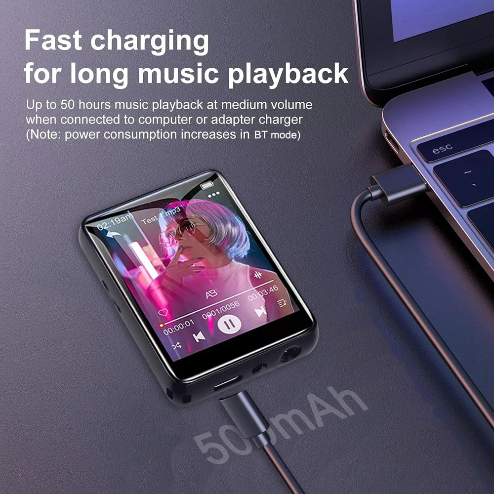 2025 New Bluetooth 5.4 Touch Screen MP3 Player HiFi Lossless Music Play Built-in Speaker 32GB Support Recording E-Book