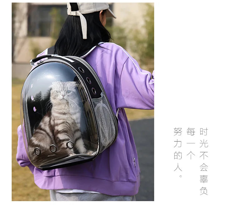 Pet Backpack Transparent Space Capsule Double Shoulder Cat Go Out Backpack Expandable Cat Bag Go Out Portable Small Dog Bag