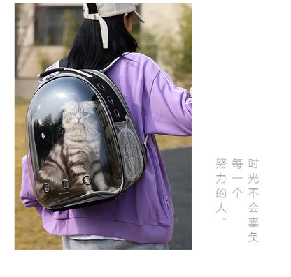 Pet Backpack Transparent Space Capsule Double Shoulder Cat Go Out Backpack Expandable Cat Bag Go Out Portable Small Dog Bag