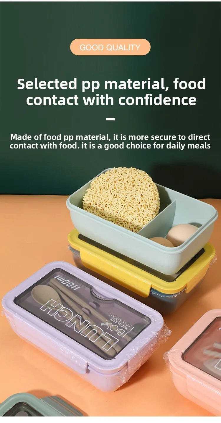 Plastic Compartments For Students And Office Workers, Large Capacity Bento Box With Lid, Sealed Insulated Lunch Container