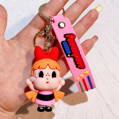 malefic keychain Powerpuff Girls Creative Keychain for Women Men Fans Cartoon Cute Silicone Doll Pendant Keyring Gifts Keys Hold