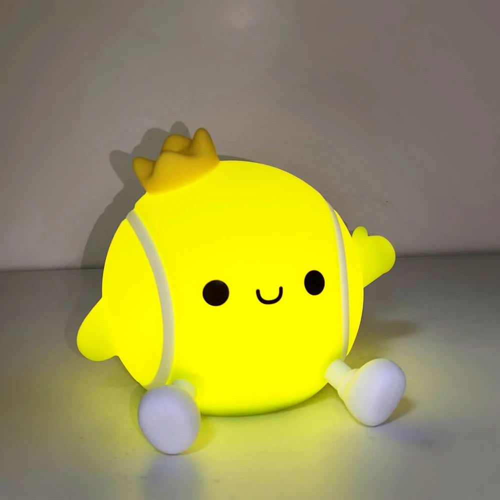 LED Tennis Night Light for Baby Nursery Toddler Fun Football Silicone Sleeping Light Rechargeable Bedside Touch Lamp For Room
