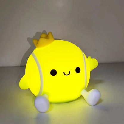 LED Tennis Night Light for Baby Nursery Toddler Fun Football Silicone Sleeping Light Rechargeable Bedside Touch Lamp For Room