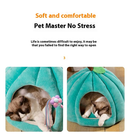 Pet Cat Nest Closed Cat House Pet Nest Warm and Thickened Deep Sleep Dog Nest Pet Supplies Closed Cat Bed Cat Tents