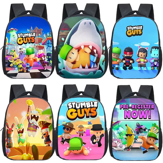 Cartoon Stumble Guys Backpack Children School Bags 3D Game Kids Backpack for Boys Girls Kindergarten Bag Baby Toddler Bookbag